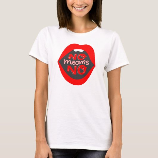 Lips pop Art No betekent geen toestemmingsbewustzi T-shirt (Voorkant)