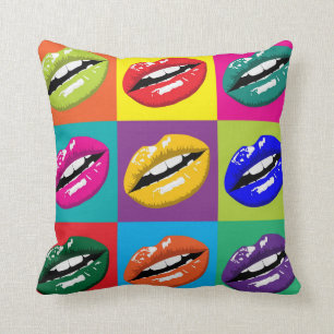 Lips Pop Art Squares Grote afdrukken Kussen