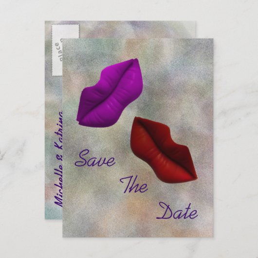 Lips Save the Date Verbindingsceremonie Aankondigingskaart (Voorkant / Achterkant)
