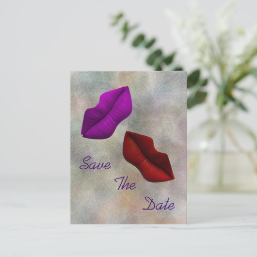 Lips Save the Date Verbindingsceremonie Aankondigingskaart (Staand voorkant)