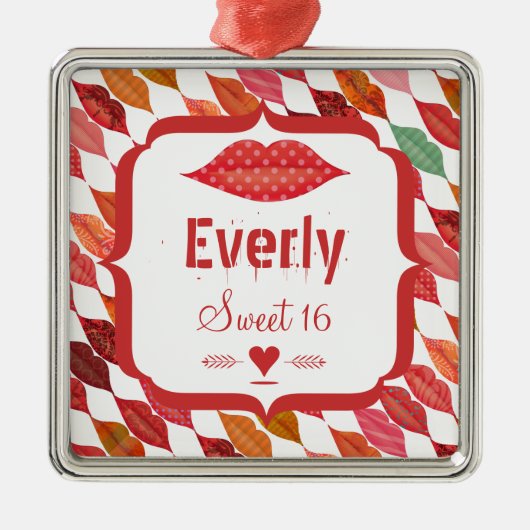 Lips Sweet 16  Retro Metalen Ornament (Voorkant)