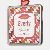 Lips Sweet 16  Retro Metalen Ornament (Links)