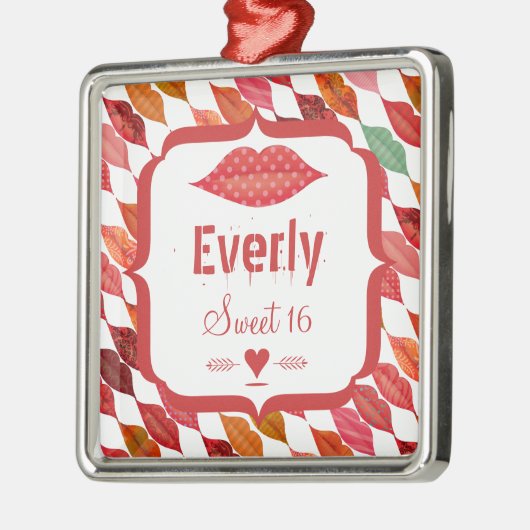 Lips Sweet 16  Retro Metalen Ornament (Links)