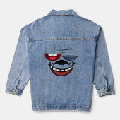 Lips & Teeth Harmony: Uniek Emoji-ontwerp Denim Jacket (Achterkant)