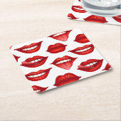 Lips Vierkante Kartonnen Onderzetter (Schuin)