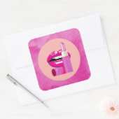 Lips Vierkante Sticker (Envelop)
