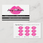 Lips-Visitekaartjes, zwarte en witte strepen Klantenkaartje (Voorkant / Achterkant)