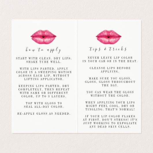 Lipsense Application Instructions Booklet Visitekaartjes (Binnenkant ongevouwen)