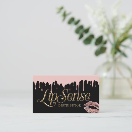 LipSense Distributor 3D Script Roos Gold Driving Visitekaartje (Staand voorkant)