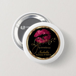Lipsense - het Hete Roze schittert op Zwart & Wit Ronde Button 5,7 Cm