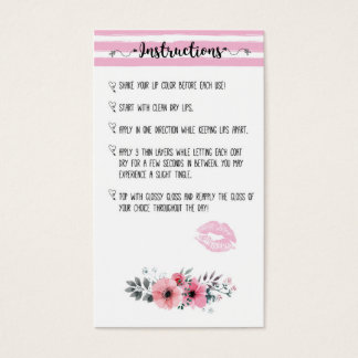 Lipsense Intructions card Visitekaartje