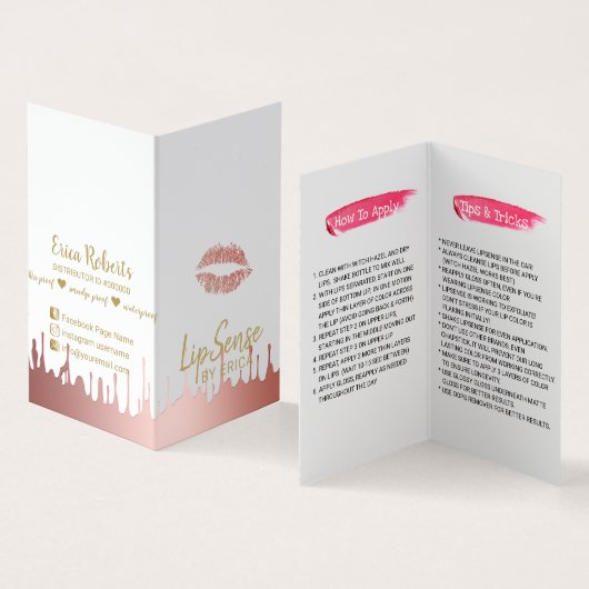 LipSense Lips Distributor Roos Gold Driving Visitekaartjes (Binnen en buitenkant)