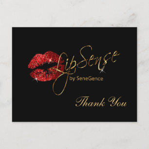 Lipsense Rode Glitter Lippen op Zwart Briefkaart