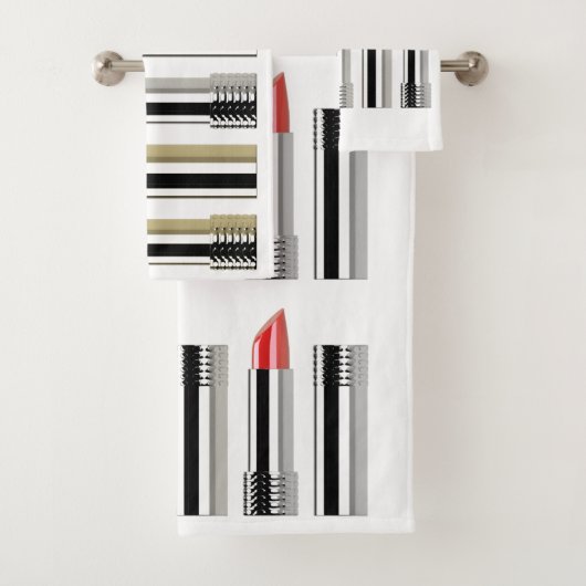 Lipstick beauté blanc chrome rouge rose rayé (En situation)