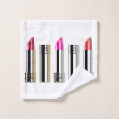 Lipstick beauté blanc chrome rouge rose rayé (Gant de toilette)