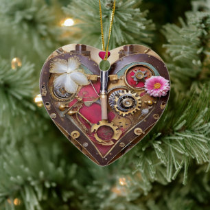 Lipstick Bloemen Hart Steampunk Serie Keramisch Ornament