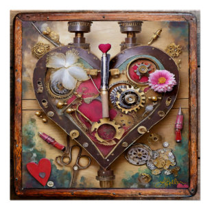Lipstick Bloemen Hart Steampunk Serie Perfect Poster