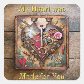 Lipstick Bloemen Hart Steampunk Serie Vierkante Sticker