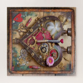 Lipstick Bloemen Hart Steampunk Series Legpuzzel (Horizontaal)