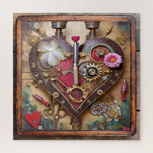 Lipstick Bloemen Hart Steampunk Series Legpuzzel (Verticaal)
