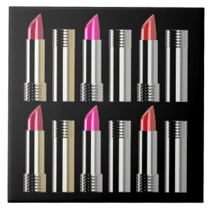 Lipstick cosmetische make-up chroom roze rood tegeltje