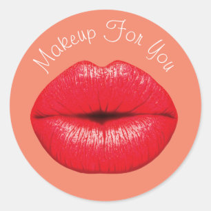 Lipstick design make-up business branding ronde sticker