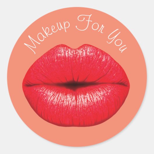 Lipstick design make-up business branding ronde sticker (Voorkant)
