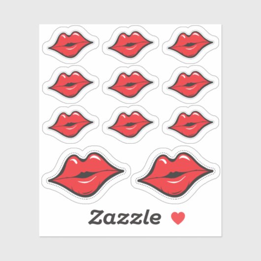 Lipstick Distributeur Rode Kus Kissing Lips Planne Sticker (Vel)