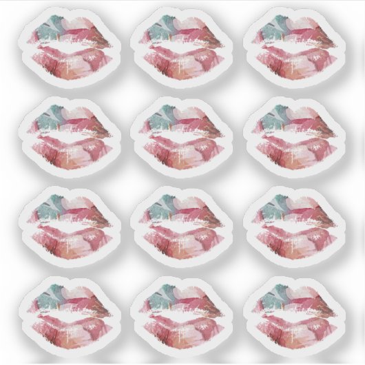 Lipstick Distributeur Waterverf Kiss Lips Planner Sticker (Voorkant)