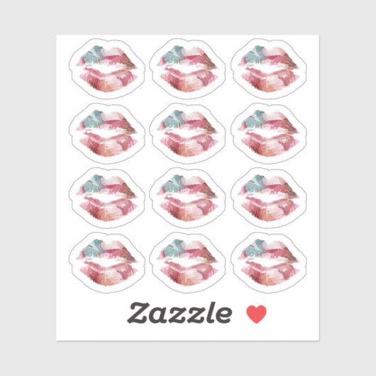 Lipstick Distributeur Waterverf Kus Lippen Planner Sticker (Vel)