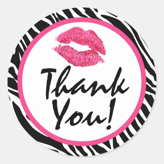 Lipstick Distributeur Zebra Kiss Lippen Dank u Ronde Sticker (Voorkant)