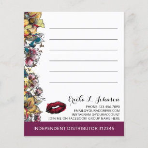 Lipstick Distributor Floral Customer Note Kaart