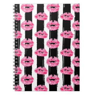 Lipstick Distributor Roze Lippen Kus Zwarte Strepe Notitieboek