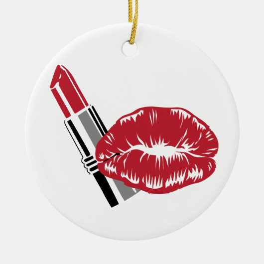 Lipstick en lips keramisch ornament (Voorkant)