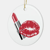 Lipstick en lips keramisch ornament (Links)