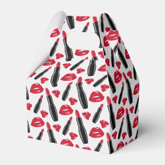 Lipstick en lips poka dot patroon bedankdoosjes (Achterkant)