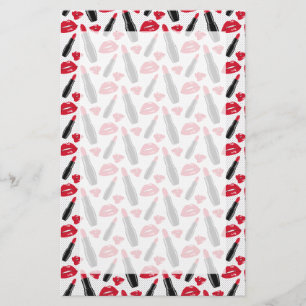 Lipstick en lips poka dot patroon briefpapier