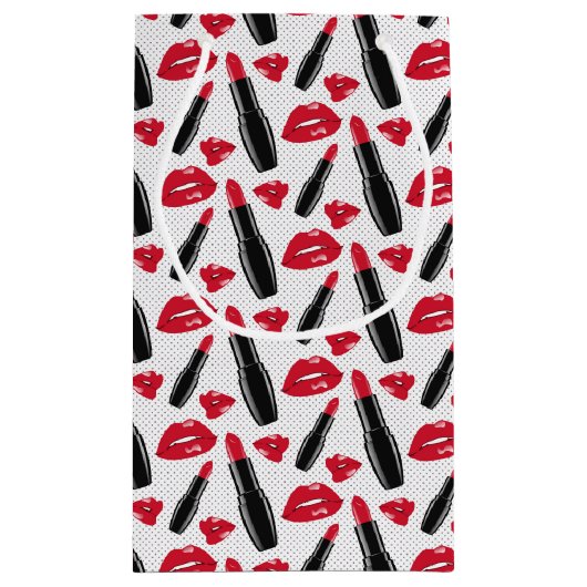 Lipstick en lips poka dot patroon klein cadeauzakje (Achterkant)