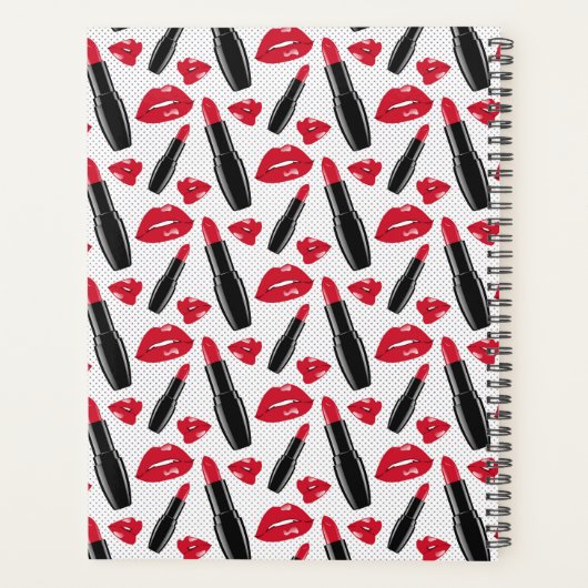 Lipstick en lips poka dot patroon planner (Achterkant)