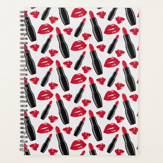 Lipstick en lips poka dot patroon planner (Voorkant)