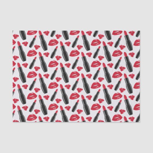 Lipstick en lips poka dot patroon tissuepapier (Voorkant)