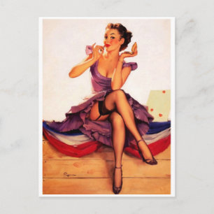 Lipstick Girl Pin Up Briefkaart