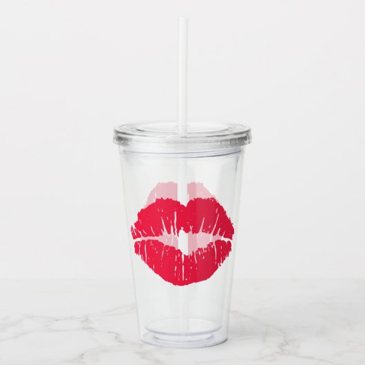 Lipstick Kiss Acryl Drinkbeker (Voorkant)