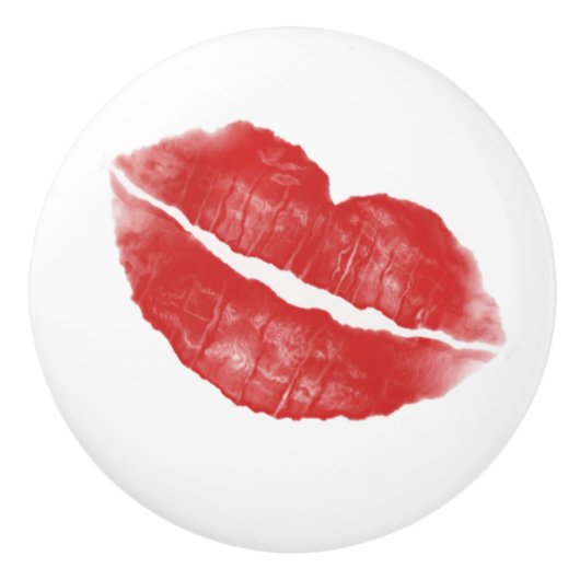 Lipstick Kiss Keramische Knop (Voorkant)
