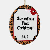 Lipstick Kiss Leapard Persoonlijke naam Ornament (Rechts)