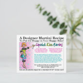 Lipstick Kiss Martini Recept Briefkaart (Staand voorkant)