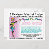 Lipstick Kiss Martini Recept Briefkaart (Voorkant / Achterkant)