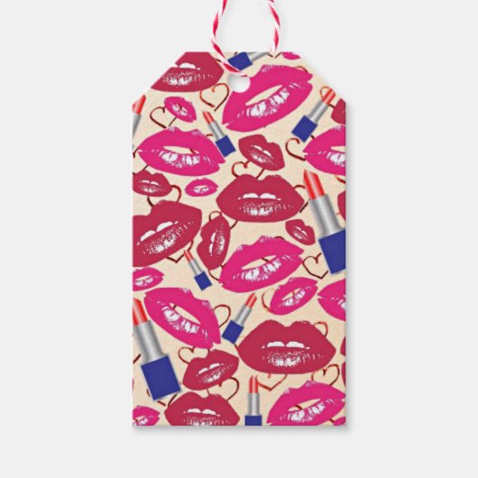 Lipstick Kiss Pattern Cadeaulabel (Voorkant)