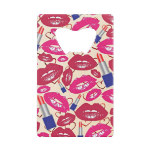 Lipstick Kiss Pattern Kredietkaart Flessenopener