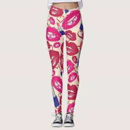 Lipstick Kiss Pattern Leggings